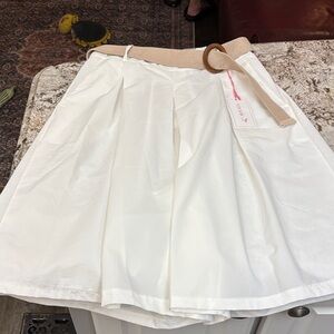 Chic White A-Line Skort with Tan Belt